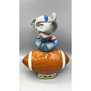 Vtg 1972 Jim Beam Elephant Football Decanter Barware EMPTY China Bourbon Whiskey